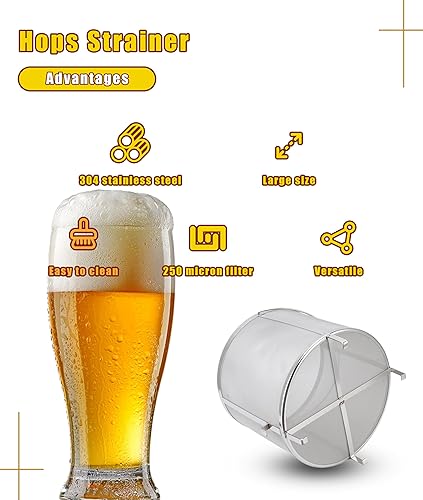 Gugxiom Filtre à houblon, Filtre à houblon de 11,8 x 11,4 Pouces, Filtre en Acier Inoxydable à Mailles de 250 microns pour filtrer la bière, Le vin, Le Compost, Le thé, etc. - Nail Gallerys