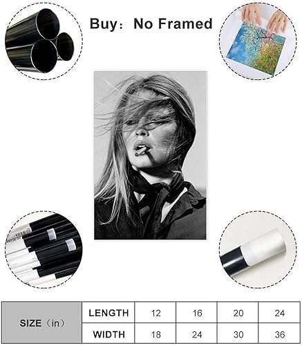 Brigitte Anne-Marie Bardot Poster sur toile Décoration murale pour salon, chambre à coucher, style sans cadre 40 x 60 cm - Nail Gallerys