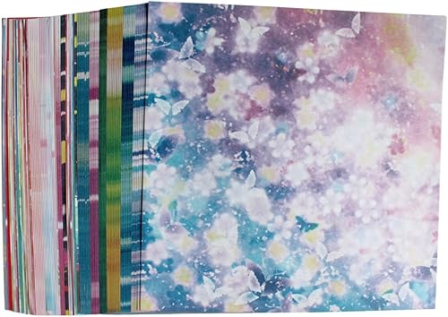 Lot de 100 feuilles de papier origami - 15 x 15 cm - Fleurs multicolores - Motif double face - Carré - Pour cartes, vœux, scrapbooking, décoration - Nail Gallerys