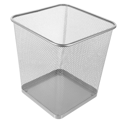 Cabilock poubelle panier de rangement en filet panier carré corbeille de bureau organisateur de bureau ordures bac de rangement bac rangement le recyclage peut Corbeille noire le fer Silver - Nail Gallerys