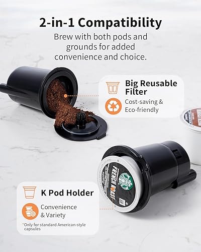 KIDISLE - Machine à café chaude et glacée avec ajustement audacieux, cafetière à portion unique pour tasse K et moulue, tailles de bière de 150 à 300 ml, réservoir d'eau amovible de 140 ml, cafetière - Nail Gallerys