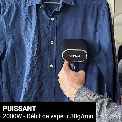 SteamOne - Steamer Défroisseur Vapeur 2000W 30g/min EUXL400B - Fer Portatif Autonomie 27min (400ml) - Élimine 99,99% d'Impuretés - Prêt en 30s - Tout Tissu - Nail Gallerys