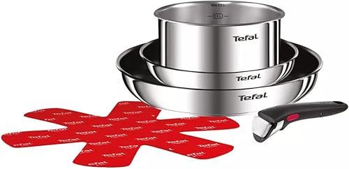 TEFAL Set de 5 pièces TEFAL INGENIO composé de 2 poêles (22 et 28 cm) en inox revêtu, 1 casserole 18 cm en inox non revêtu, 1 poignée amovible et 1 feutrine. Tous feux dont induction - Nail Gallerys