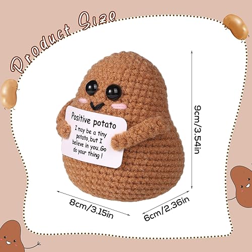 Pomme de Terre Positive Drôle, 9cm Mini Poupée de Pomme de Terre avec Gros Cul Mignon Jouet de Pomme de Terre Tricoté avec Carte Positive Bouche pour la Maison Bureau Anniversaire Décoration - Nail Gallerys