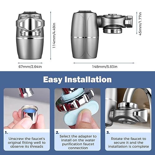 Filtre eau Robinet, Filtre à Eau pour L'eau Potable et L'eau du Robinet, Système de Filtration, Purificateur de l'eau de Longue Durée pour Cuisne, Réduit Chlore, Goût et Odeur(A) - Nail Gallerys