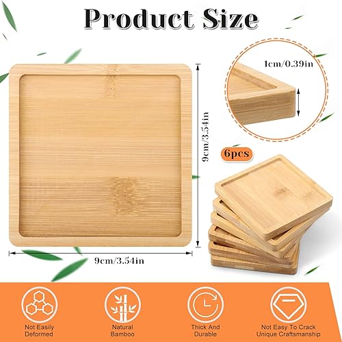 Bmliingchau Lot de 6 plateaux carrés en bambou - Petit plateau en bois - Plateau de service en bois - Petit plateau en bambou - Pour travaux manuels faits à la main, accessoires de mosaïque, - Nail Gallerys