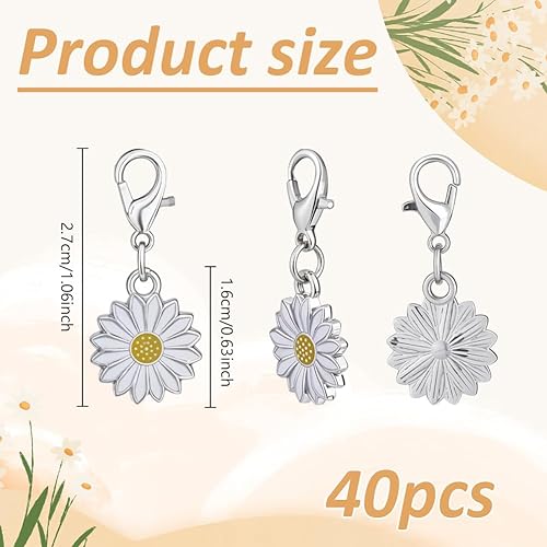 NBEADS 40 Pcs Marqueur de Point Crochet en Forme de Fleur, Marqueurs de Mailles en Alliage Émaillé Marguerite Breloques de Point de Verrouillage Amovibles pour le Tissage et la Couture, Rose - Nail Gallerys