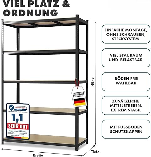 casa pura Étagère galvanisée pour charges lourdes 180 x 90 x 60 cm | Étagère enfichable, étagère de rangement, système d'emboîtement à monter sans outils - Nail Gallerys