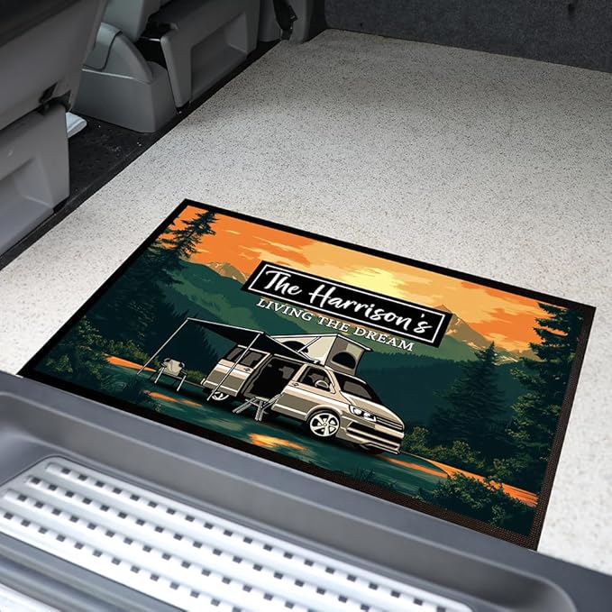 ARTYLICIOUS Tapis de porte personnalisé Pop-Top Campervan – Camping – Tapis d'étiquette 60 x 40 cm OC01 - Nail Gallerys