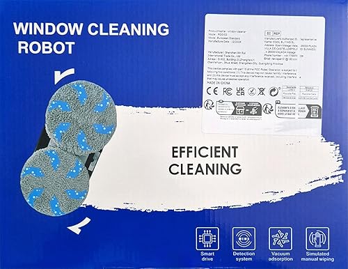 Générique Robot Nettoyeur de Vitres Automatique avec Pulvérisateur, Robot Laveur de vitres, 5600 Pa, avec Télécommande, Navigation Intelligente, Détection des Bords, 10 Lingettes Lavables - Nail Gallerys