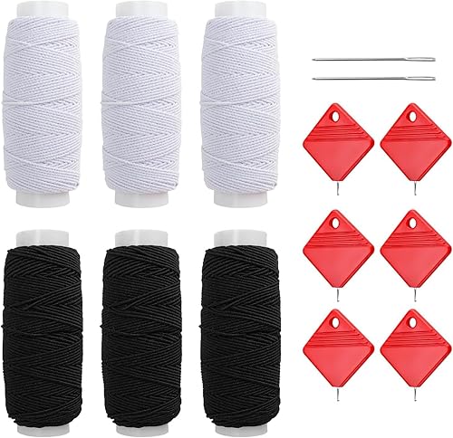 YIZWINS Fil Élastique à Coudre, Fil Elastique pour Bracelet, Peut être Utilisé pour la Confection de Costumes, Convient Également avec 6 Enfile-Aiguilles pour Les Bracelets de Perles - Nail Gallerys