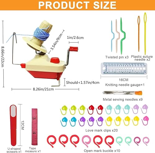 Hengrongshen Enrouleur de laine manuel - Capacité de 100 g - Avec 48 accessoires de tricot - Facile à utiliser et à installer - Nail Gallerys