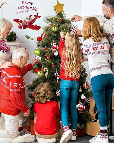 Boules de Noël 50 pièces Boules de Noël Décoration de Noël Boules de Noël en Plastique Boules de Noël Boules de Noël en Plastique Pendentif Elfes Set de décoration de Sapin de Noël Rouge Vert Blanc - Nail Gallerys