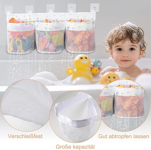Sac de rangement pour jouets de bain - Grand sac en maille pour jouets de bain - Rangement et tri des jouets - Convient pour la salle de bain, les bains d'enfants - Nail Gallerys