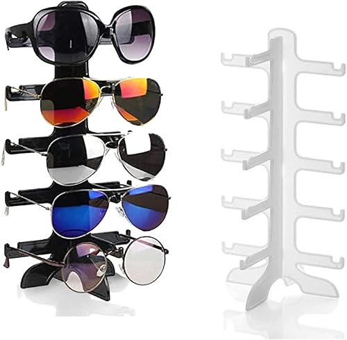 HJGKKA 2 Pièces Monture Lunettes en Plastique, Présentoir De Lunettes Porte, Porte Lunettes De Soleil à 5 Couches, Adapté pour Stocker Toutes Sortes de Verres (Noir Et Blanc) - Nail Gallerys