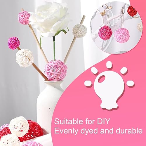 Lot de 42 boules en rotin rose pour remplissage de vase, mariage, fête d'anniversaire, décoration de table de maison - Nail Gallerys