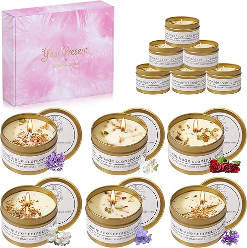 Kinwers Bougie Parfumées,6 parfumée Cire de Soja Pour Bougie Decorative Parfum Interieur Maison,Saint Valentin, Fête des Mères Coffret Cadeau Femme Anniversaire - Nail Gallerys
