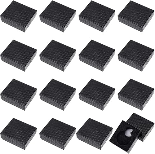 BENECREAT 16 boîte de Présentation pour Montre de Poche Boîtes D'Emballage de Montres Texturées en Losange Noir Coffret Cadeau Montre de Poche pour Entreprise Voyages Voyage 8x7x3cm - Nail Gallerys
