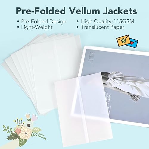 OVNSHVN 120pcs Vestes en Vélin Imprimables Papier Vélin Translucide 5x7 Pouces Enveloppes en Papier Vélin - Nail Gallerys