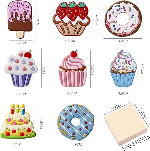 8 morceaux d'aimants de réfrigérateur, 1 morceau de pense-bête, aimants de réfrigérateur de dessin animé, aimants de réfrigérateur 3D, aimants de réfrigérateur décoratifs - Nail Gallerys