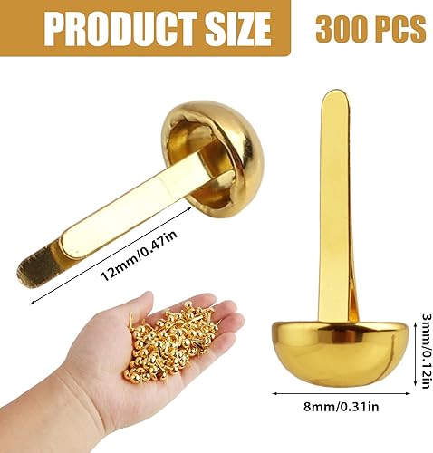 Riybyds 300 Pièces Attaches Parisiennes Métalliques Dorées, Clips Bipodes à Tête Ronde, Scrapbooking Accessoires, Pinces à tête Ronde, Mini brads, pour Scrapbooking, DIY, Cartes et Artisanat - Nail Gallerys