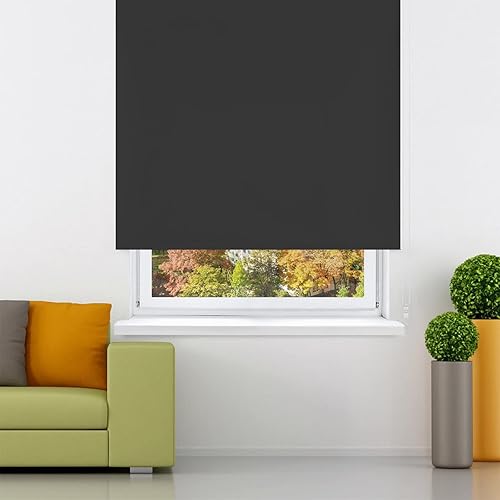 MERCURY TEXTIL - Store Enrouleur occultant occultant et Facile à Installer, Protection d'écran pour fenêtres, Fermeture du Pas de la lumière (Noir, 135 x 180 cm) - Nail Gallerys