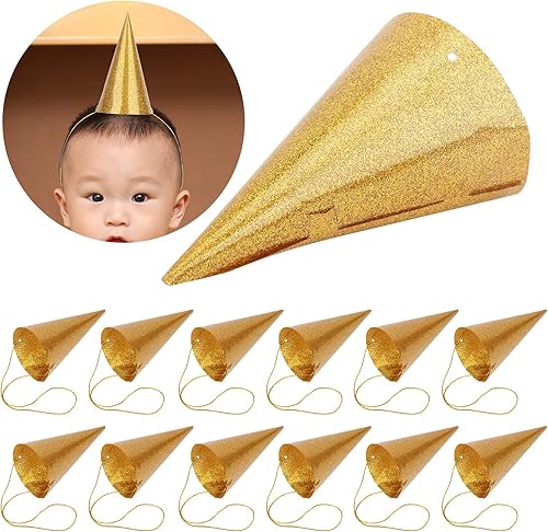 YOUTHINK Bébé fête d'anniversaire Chapeaux cône Or Paillettes étincelle Paillettes fête Chapeau drôle Enfants fête Couronne fête Chapeau décoration Fournitures(Or) - Nail Gallerys