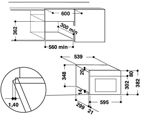 Micro ondes Grill Encastrable Whirlpool AMW439NB - Micro-Ondes + Grill Intégrable Noir - 22 litres - 750 W - Nail Gallerys