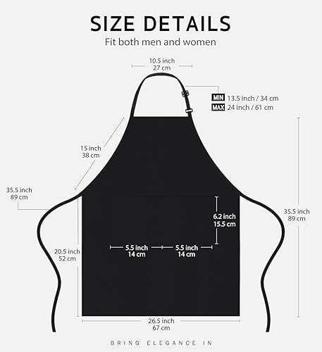 Syntus Lot de 4 bavoirs réglables résistants aux chutes d'eau avec 2 poches Tabliers de cuisine Noir - Nail Gallerys