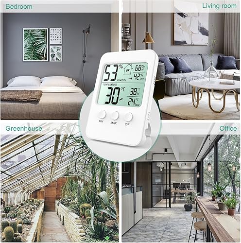 ORIA Thermomètre Hygromètre Digital Interieur, Température Intérieure Humidité Mètre, Moniteur Home Comfort avec Min/Max Records, Grand Écran LCD, ℃/℉ Change, Support/Magnétique/Suspension - Nail Gallerys