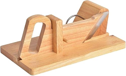 L'Atelier Apéro 36-1K-002 Trancheuse à saucisson charcuterie Guillotine manuelle Bois et acier inoxydable Beige et gris H12 x 28,4 x 16,8 cm - Nail Gallerys