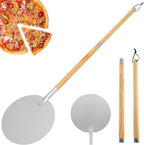 BAODBF Pelle à Pizza en Aluminium,Pelle à Pizza Ronde,Pelle à Pizza Long Manche,Longueur Réglable,Maximum 126 cm,Pelle à Pizza 30 cm pour transférer des Pizzas - Nail Gallerys
