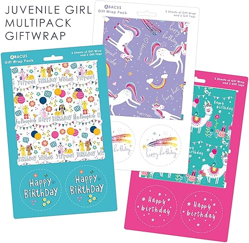 Abacus Cards AMZ02A Lot de 6 feuilles de papier cadeau recyclables pliées et 6 étiquettes - Nail Gallerys