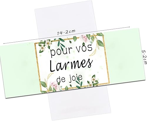 MKISHINE Pochettes Étiquettes Larmes de Joie Mariage,Mouchoirs pour Les Larmes de Joie,Portes Mouchoirs,Étuis Tissus de Mariage,Faveur de Mariage,Tissus Cérémonie de Mariage (100pcs) - Nail Gallerys