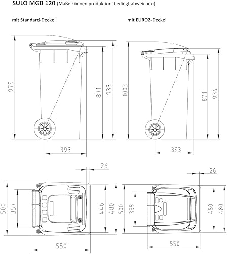 Sulo Vario 1065269 Conteneur poubelle 120 l - Nail Gallerys