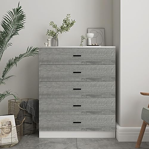 URBNLIVING Commode moderne à 4 tiroirs en bois pour chambre à coucher (carcasse grise + tiroirs gris cendré, 4) - Nail Gallerys