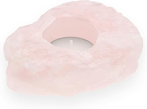 Lebensquelle Plus Photophore en quartz rose - Pierre précieuse naturelle - Bougie chauffe-plat en pierre précieuse - Nail Gallerys