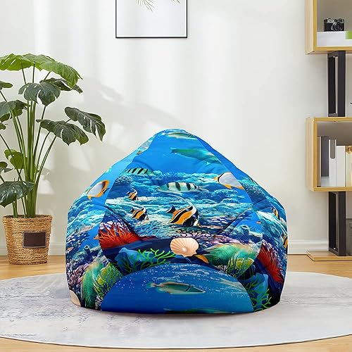 Mateju Pouf Poire Adulte et Enfants, Vie Marine 3D Pouf Geant Chambre, Bean Bag Chair, pour Grand Canapé, Chaise Longue Grande, Fauteuil de Salon pour Intérieur Extérieur (XL,Fond Marin) - Nail Gallerys