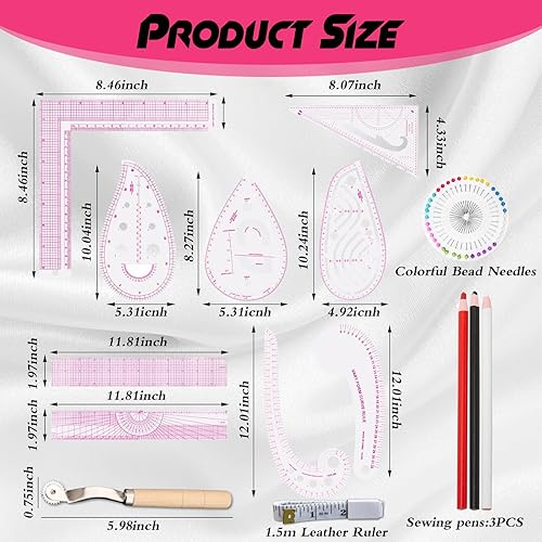 WUERKIYA Ensemble De Règles De Tailleur 54 Pièces, Règle De Courbe, Règle De Repassage, Règle De Vêtements, Règle De Tailleur, Ensemble De Règles Métriques pour La Couture - Nail Gallerys