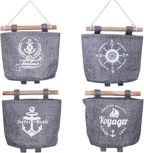 JJQHYC 4 Pièces Sac de Rangement Suspendu Porte ​Style Maritime Sac à Suspendre Gris Poche Suspendue Mural ​Organisateur pour Salle de Bain - Nail Gallerys