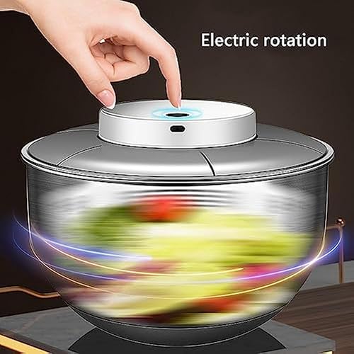 OPSREY Essoreuse à Salade électrique, séchoir à laitue Automatique de 4,8 L, Lave-Salade en Acier Inoxydable, Rechargeable par USB, pour Salade Verte, laitue, Fruits et légumes - Nail Gallerys