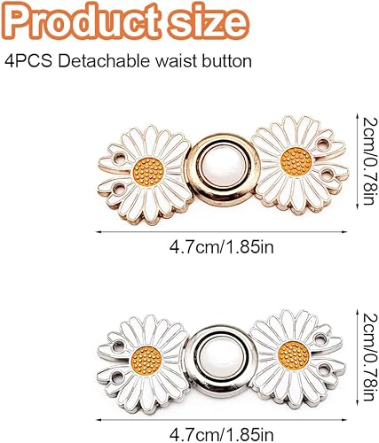 JOCXZI Boutons,Boutons de Couture, Boucle de Taille réglable, Clip de Serrage à la Taille, 2 dorés, 2 argentés - Nail Gallerys