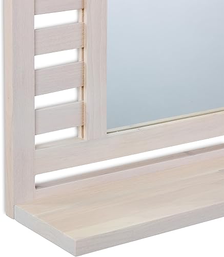 Relaxdays Miroir Mural, Surface de Rangement, Cadre en Bois de Noyer, Dimensions totales HLP : 70 x 50 x 12 cm, Blanc - Nail Gallerys