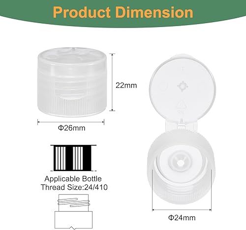 QUARKZMAN 36 Pcs 24/410 Flips Haut Bouchons Pour Bouteilles, Remplacement Plastique Réutilisable Anti-déversement Bouteille Couvercle pour Bouteilles Presser, Plastique, Vides, Transparent - Nail Gallerys