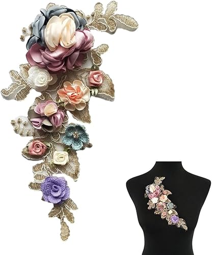 2pcs Patch en Dentelle Broderie Applique Fleur à Coudre 3D Florale Perlé Patchs Applique en Dentelle Patchs Brodés Couture Garnitures pour DIY Robe de Mariée Patch Vêtements Accessoires - Nail Gallerys