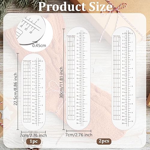 OLYCRAFT 3Pcs 2 tailles règle pour Chaussettes pour Tricot Crochet Sans Trou 22.5/30cm en Acrylique Transparent pour Crochet pour Chaussettes pour Tricot Crochet Mesure pour Chaussettes Bricolage - Nail Gallerys