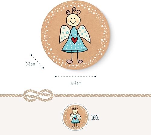 Logbuch-Verlag Lot de 10 petits anges gardiens en bois Ø 4 cm - Porte-bonheur plat rond - Décoration de table cadeau - Nail Gallerys