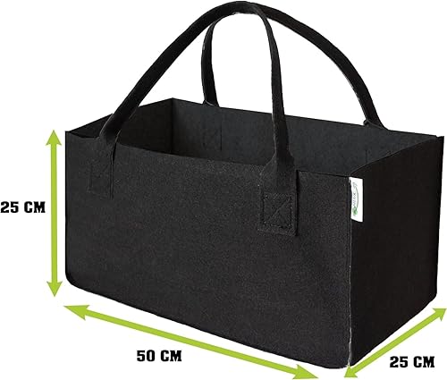 Lot de 2 sacs en feutre noir pour provisions, bûches de cheminée, panier à journaux (noir) - Nail Gallerys