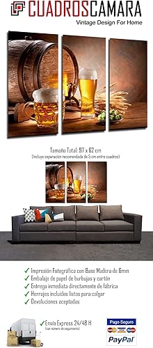 Cuadros Cámara Tableau photo bière, bière blonde et grillée Dimensions totales : 97 x 62 cm XXL - Nail Gallerys