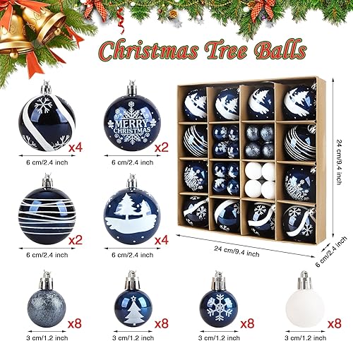 ilauke 6cm Boule de Noël Rouge et Blanc,16 Boules de Sapin de Noël en Plastique,7 Styles Boule d'arbre de Noël Incassables à Suspendre pour Sapin Noël,Mariage,Fête,Décoration Intérieur Extérieur - Nail Gallerys